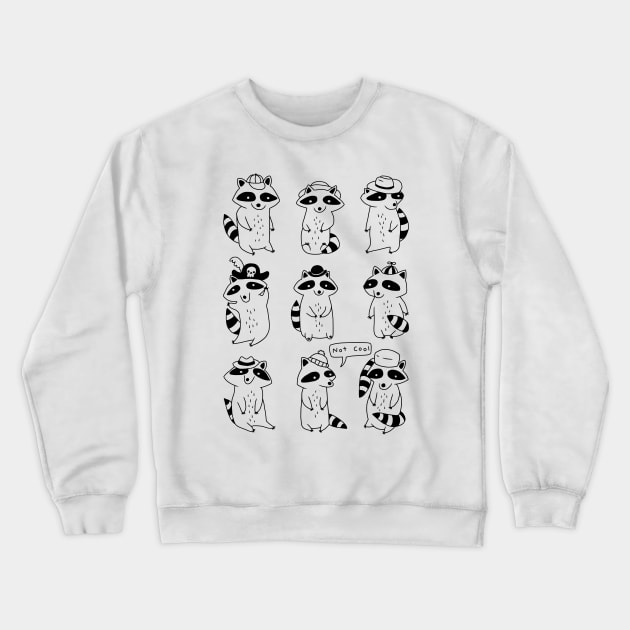 Raccoon Hat Party Crewneck Sweatshirt by obinsun